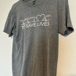 Next Level Apparel Gray Graphic Tee with White Print